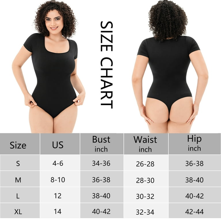 COMFREE Shapewear for Women Tummy Control Body Shaper Tank Top Square Neck  Short Sleeve Basic Bodysuit Thong Jumpsuit 