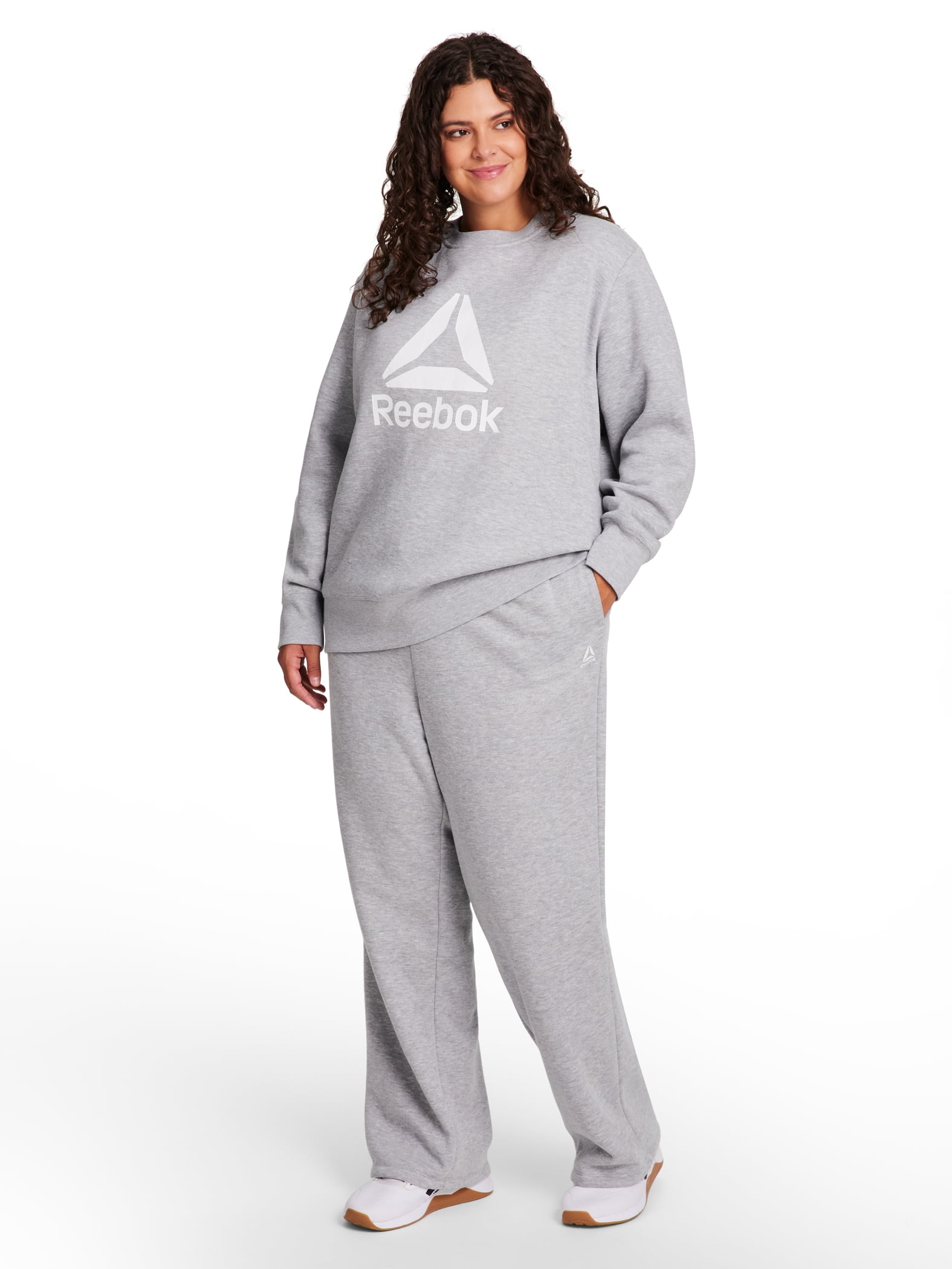 Reebok Women's and Women's Plus Sport Core Crewneck and Straight Leg Pant 2-Piece Set, Sizes XS-4X