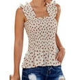 thumbnail image 2 of Women Floral Print Ruffles Pleated Tank Top, 2 of 4