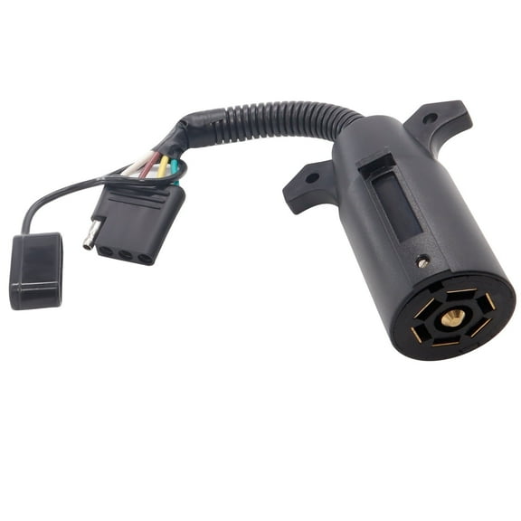 AUTOXBERT 7 Way Round to 4 Pin Flat Trailer Wire Light Adapter Plug for RV Connector Socket