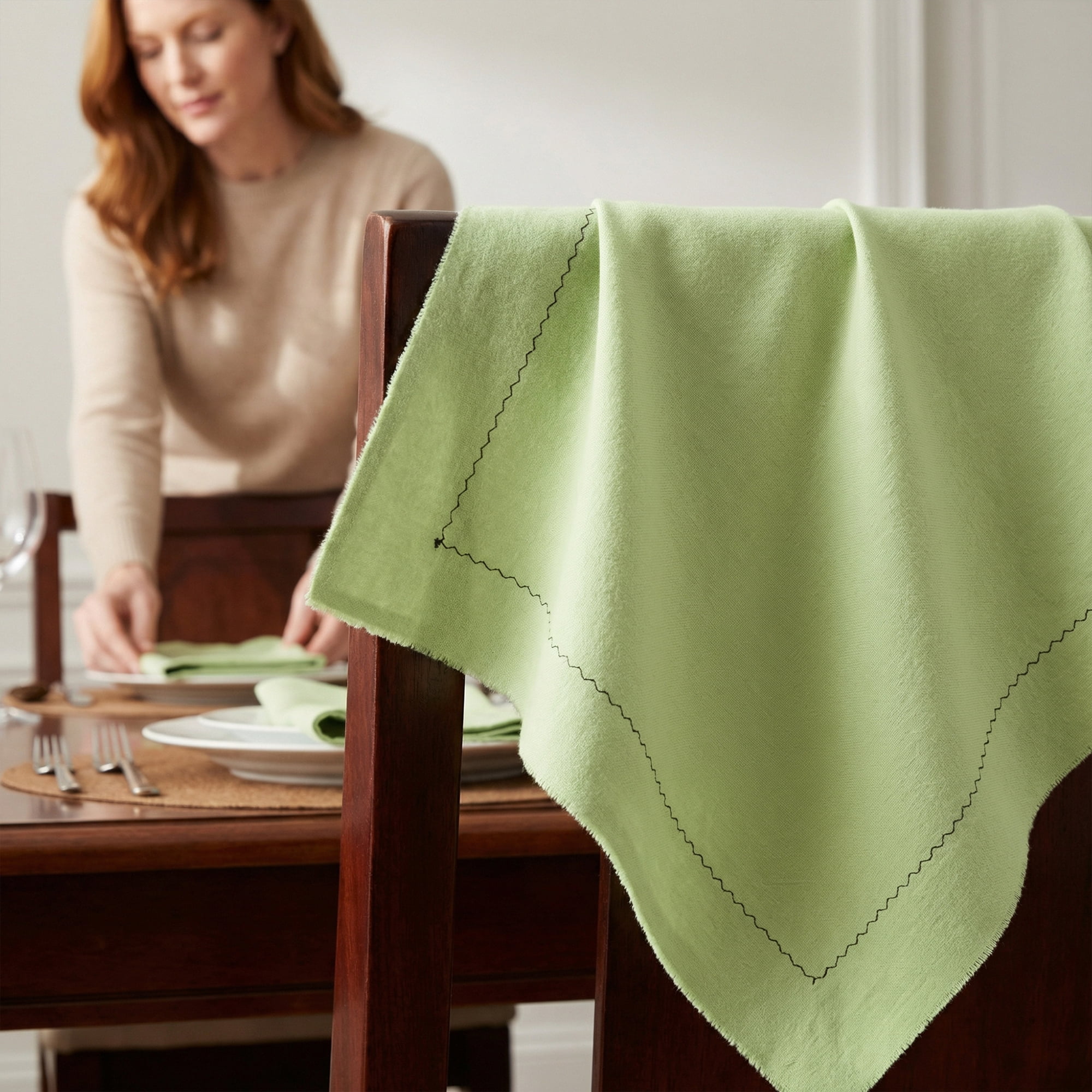 Unique Bargains 12Pcs Washable Reusable Home Cloth Napkins Grass Green 18x18inch