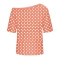 thumbnail image 6 of Ohufall One Shoulder Shirts for Women Print Short Sleeve Pullover Casual Tops Loose Fit Summer Cute Tops, 6 of 6