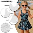 thumbnail image 5 of Uorisanigo Blue Sea Turtle Floral Girls Swimsuits One Piece Sleeveless Swimwear Bathing Suit Polyester and Spandex Beach Swim Dress, Size 3-4, 5 of 6
