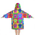 thumbnail image 2 of Colorful Dog Paw Footprint Blanket Hoodies for Kids 6-13YR Oversize Wearable Blanket Hoodies for Boys Girls Teens, 2 of 7