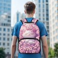 thumbnail image 3 of KUIFORTI Pink Sakura Cat Children's Backpack 17 Inch Fashion Bookbag for Girls with Side Pockets Adjustable Straps Suitable for Elementary Middle School Back to School Gifts, 3 of 7