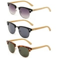 thumbnail image 2 of 3 Pack Metal Plastic Mixed Frame Vintage Fashion Sunglasses for Men for Women, Bamboo Temple, 2 of 2