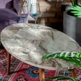 thumbnail image 3 of White Marble Oval Coffee Table with Wooden Legs, Modern Style Round Coffee Table for Living Room,Modern Oval/Round Side Table,Coffee Tables For Living Room,Center Table for Living Room, 3 of 4