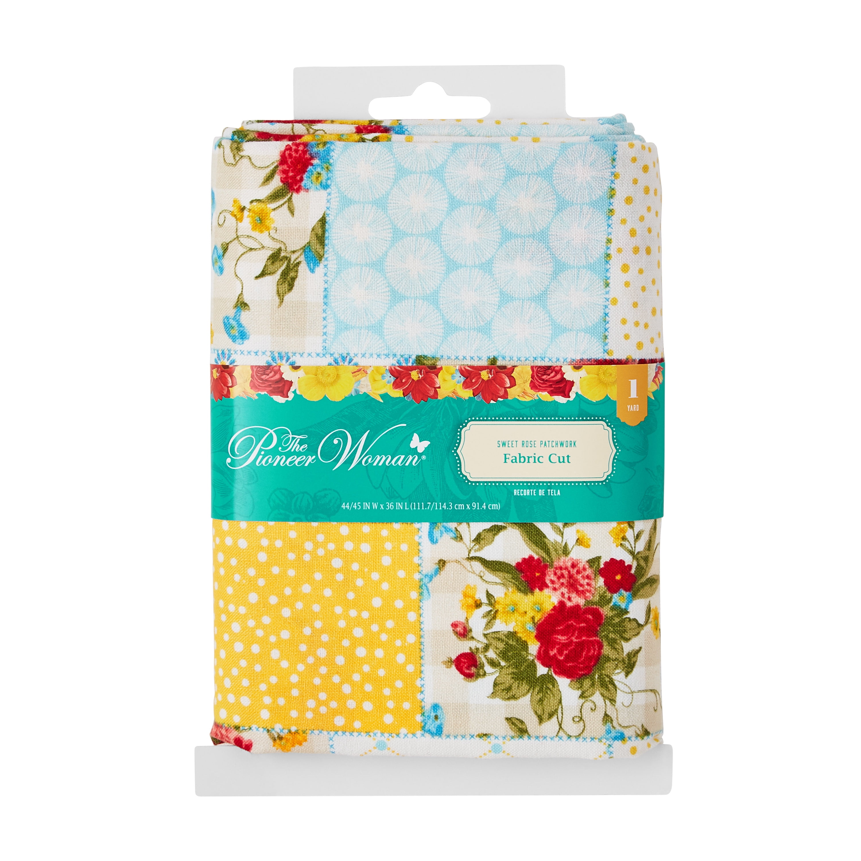 The Pioneer Woman 44' x 1 Yard Cotton Sweet Rose Patchwork Fabric Precut, White
