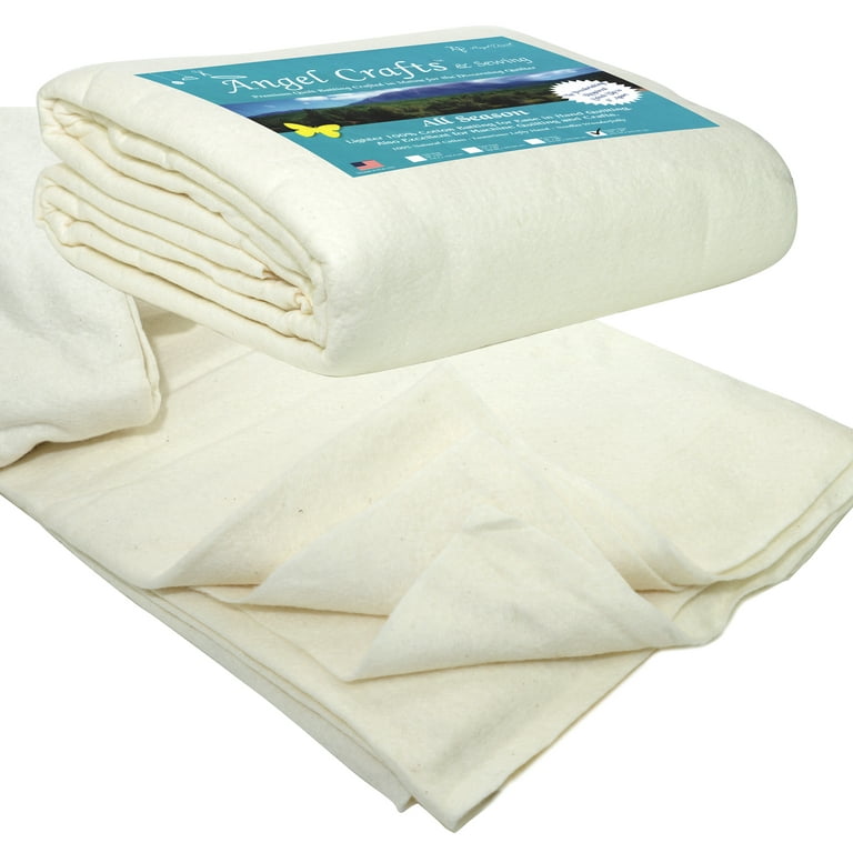 Cotton Batting for Quilts - Queen Size (108 x 96) 100% Natural