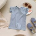 thumbnail image 4 of Girls T Shirt Shirts For Girls Girls T Shirts Cotton Ruffle Short Sleeve Tunic Blouse Summer Tee Tops Light Blue 12-18 Months, 4 of 5