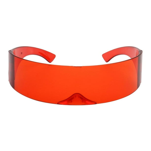 Gafas de sol futuristas divertidas con visera única y espejada para fiestas de cosplay rojo