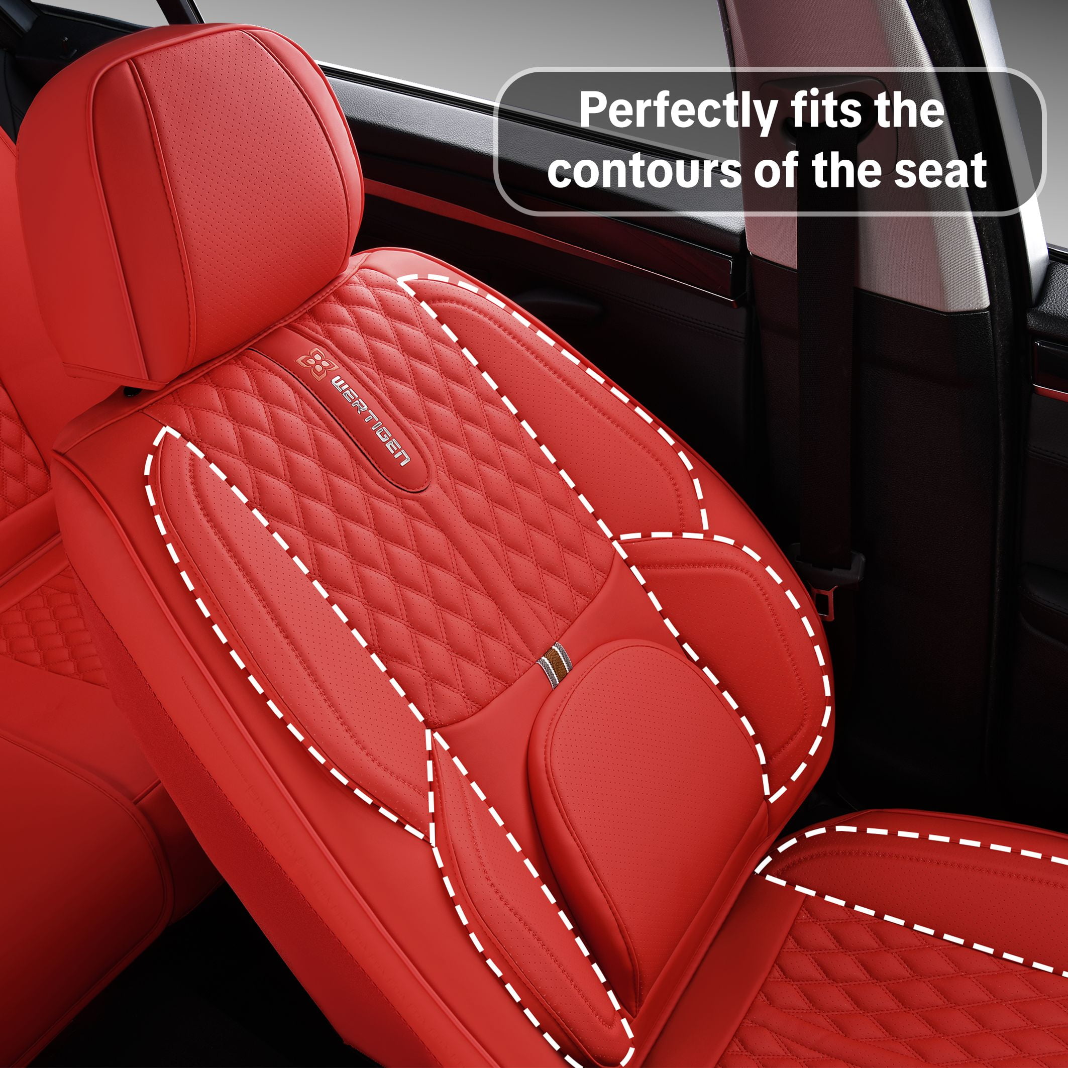 2011-2026 Car Seat Cover for Mitsubishi Outlander Sport, Red Car Seat Covers, Leather, 5 Seats Full Set, With Lumbar Support, Anti-Slip, Suitable for All Seasons, Beautify the Interior of Old Cars