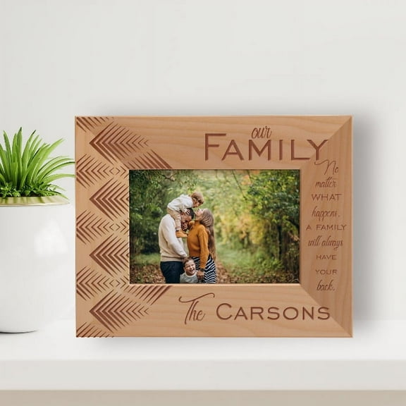 No Matter What Happens, A Family Will Always Have Your Back Personalized Wooden Frame-5" x 3 1/2" Brown Horizontal
