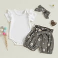thumbnail image 6 of mgoYE Baby Girl Clothes 3-6 Months Newborn Infant Girl Clothes Rib Knit Romper Daisy Print Shorts Headband Baby Summer Clothes 0 3 6 12 18 24 Months(Black,12-18 Months), 6 of 7