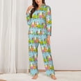 thumbnail image 2 of Rateoe bunnies and chicks on a train Pattern Womens Pajamas Set Long Sleeve Sleepwear Button Down Nightwear Soft Cotton Pj Lounge Sets-Medium, 2 of 7