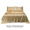 thumbnail image 4 of Qocolhg Hotel Silk Satin Sheets - 4 Piece Bed Sheet Set with Silky Microfiber, 1 Deep Pocket Fitted Sheet, 1 Flat Sheet, and 2 Pillowcases - Smooth and Soft, for All Seasons (Beige), 4 of 7