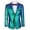 Blue, variant on Shiny Sequins Suit Jacket Blazer One Button Tuxedo For Party