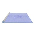thumbnail image 2 of Ahgly Company Machine Washable Indoor Round Abstract Blue Modern Area Rugs, 3' Round, 2 of 4