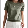 thumbnail image 3 of Suéter Holgado de Verano para Mujer, Suave, de Corta y Cuello Redondo, Estilo Informal, Conjuntos de Moda 2025 Verde XL, 3 of 7
