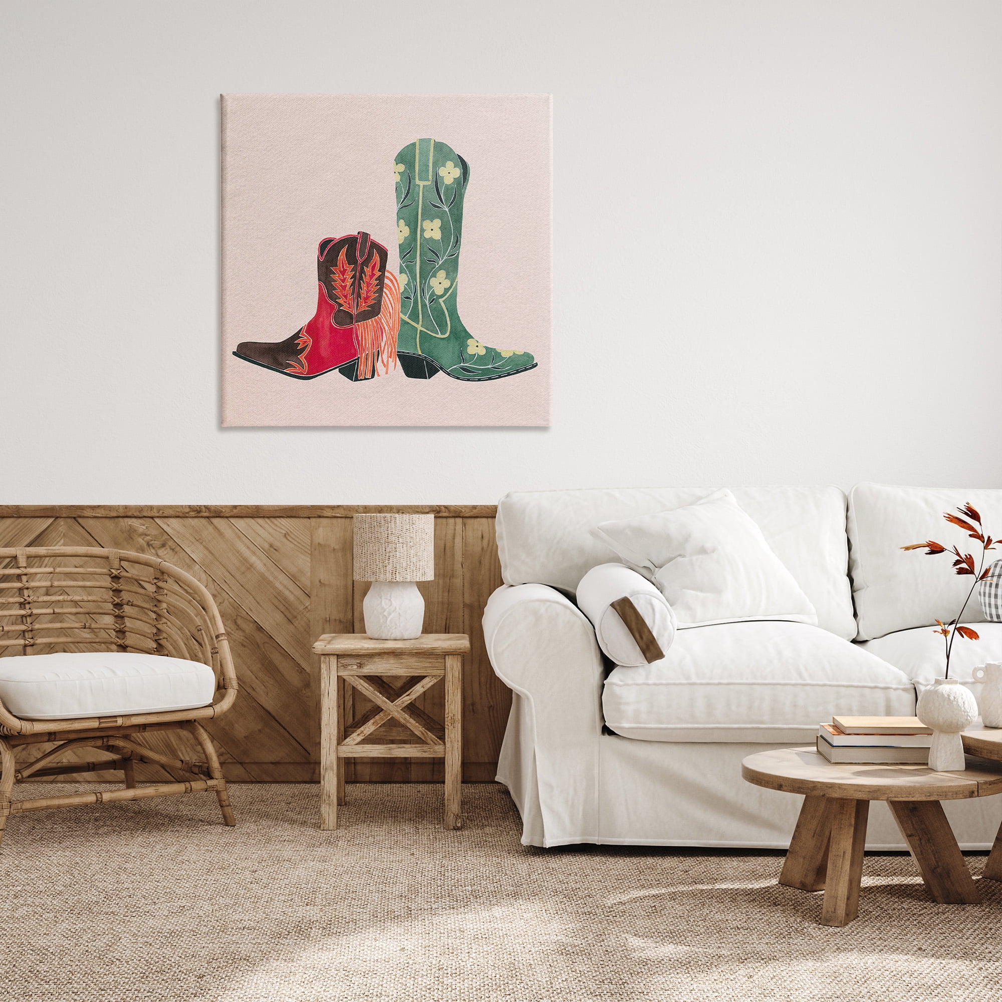 Stupell Industries Patterned Cowgirl Boots Beauty & Fashion Painting Gallery Wrapped Canvas Art Print Wall Art, 36 x 36
