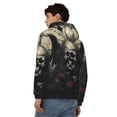 thumbnail image 4 of Zufioo Vintage Winged Rose Skull Print Men's Hooded Cardigan, Zip-up Long-Sleeved Sweatshirt Jacket Sportswear-Large, 4 of 5