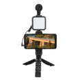 thumbnail image 3 of Micrófono y luz LED para transmisión en vivo y fotografía, soporte de cámara portátil para creadores de contenido, kit de trípode para teléfono inteligente, 3 of 8