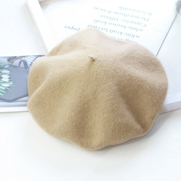 GILIGEGE Beret Cap Ivy Hats for Women and Men Classic Flat Cap Newsboy Hat Women's Autumn and Winter Fashion New Casual Wool Knitted Beret Beige One Size