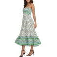 thumbnail image 3 of HDE Women's Strapless Maxi Dress Bohemian Sundress Boho Green Floral Ruffle 2X-3X, 3 of 6