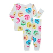 Sweethearts Candy Toddler Unisex Valentine's Day Long Sleeve Top and Pants, 2-Piece Pajama Set, Sizes 12M-5T