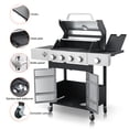 thumbnail image 2 of Stainless Steel Portable 4-Burner Propane Gas Grill, 46790BTU Output with bottle opener and 2pcs hooks, Stainless Steel for Outdoor Barbecue, 2 of 7