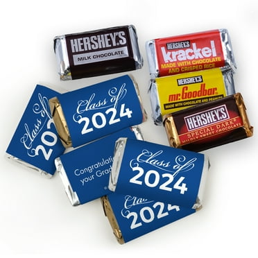 75ct Blue Graduation Candy Party Favors Class of 2024 Hershey's Miniatures (75 Pack) - Candy Included - No Assembly Required