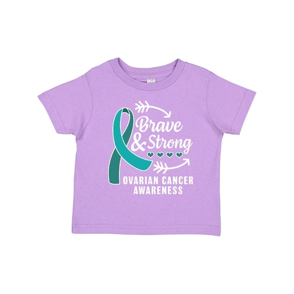 Inktastic Ovarian Cancer Awareness Brave and Strong with Arrows Boys or Girls Toddler T-Shirt