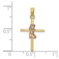 thumbnail image 2 of 14k Gold 14mm Pink Religious Faith Cross 2-d Pendant Necklace for Women, 2 of 2