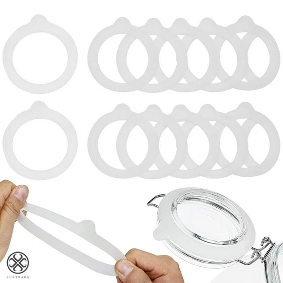Luxtrada 12Pcs Silicone Jar Gaskets, Silicone Seal Rings Replacement Silicone Seals Rubber Airtight Sealing Rings for Regular Mouth Canning Jar, 3.7 Inches