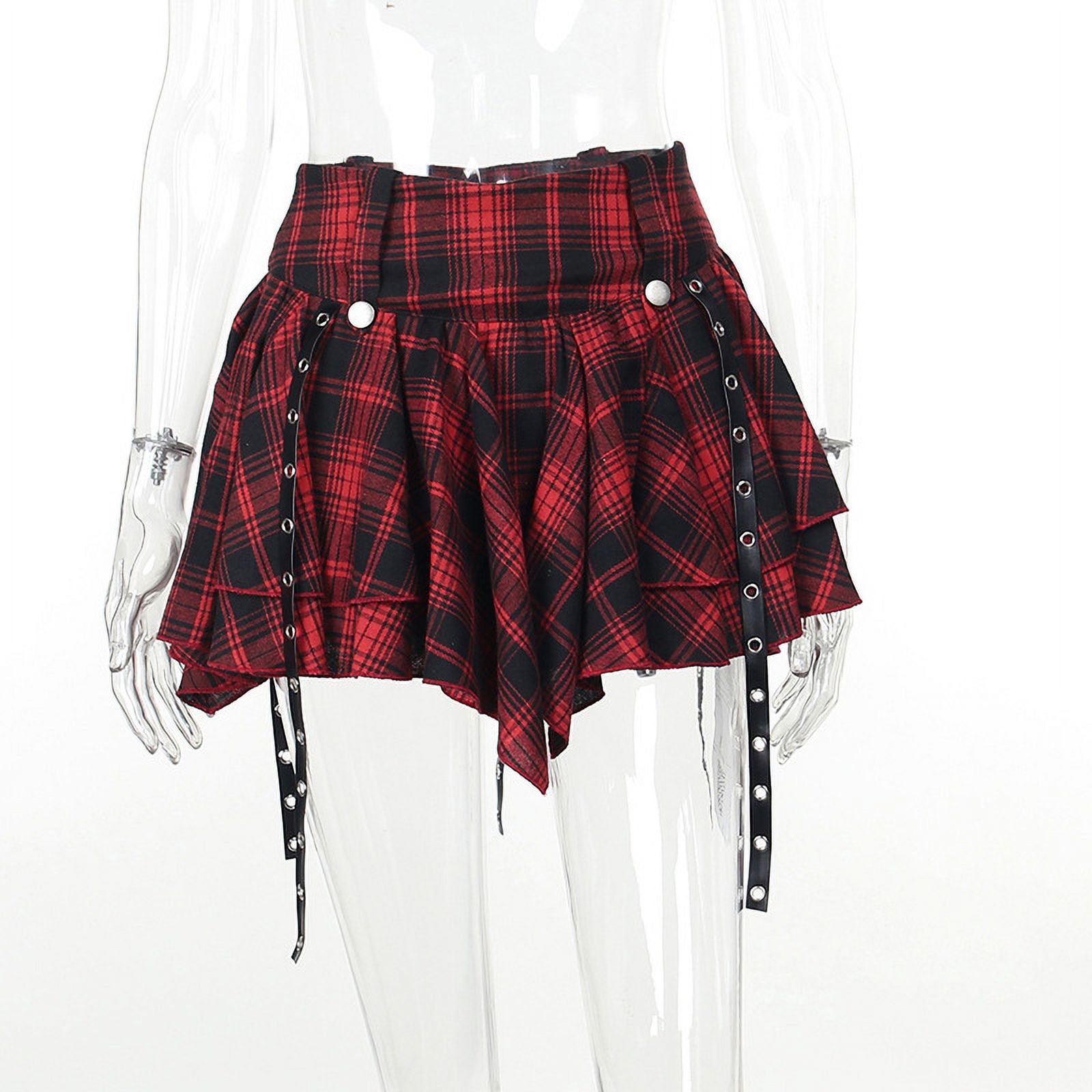 Harajuku Y2k Goth Plaid Skirt Women Streetwear Cyberpunk High
