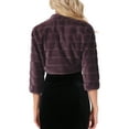 thumbnail image 3 of INSPIRE CHIC Women's Bolero Open Front 3/4 Sleeve Collarless Cropped Faux Fur Outerwear XL Dark Purple, 3 of 6