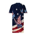thumbnail image 4 of Wycnly Independence Day Dresses for Women Loose Pocket 4th of July Patriotic Swing Tunic Midi Dresses Short Sleeve V-Neck Star Print Summer Knee-Length Formal Dress Navy s, 4 of 4
