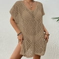 thumbnail image 5 of Gubotare Bathing Suit Cover Up for Women Crochet Swimsuit Cover Up with Batwing Sleeve Loose Swim cover ups,Khaki One Size, 5 of 5