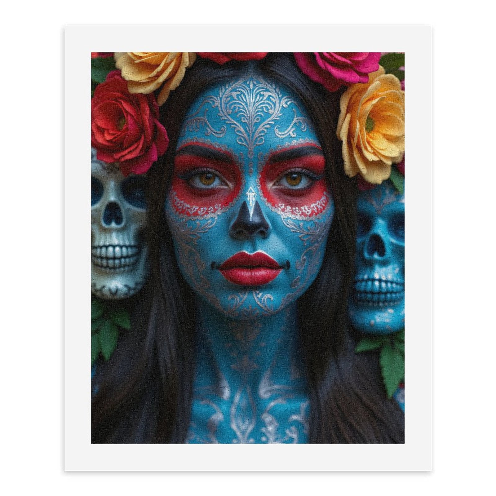 Paint By Numbers Kit for Adults Beginner - Colorful Face Art Floral Skulls DIY Canvas Painting Kits for Adults, Frameless Paint By Number for Adults for Home Wall Decor 16x20 Inch
