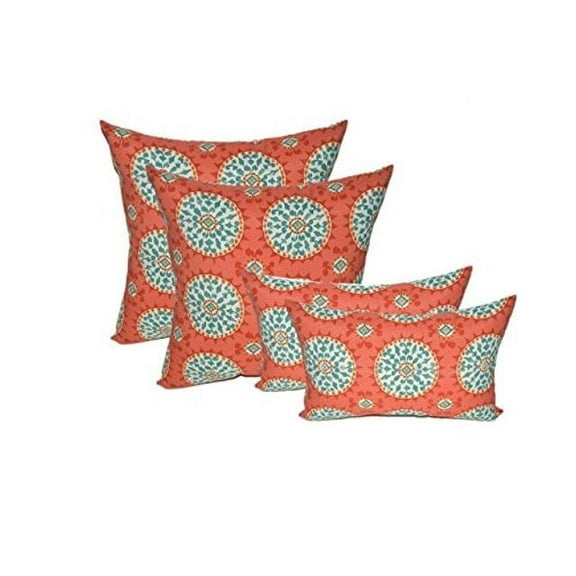RSH Decor 20" x 12" Lumbar & 17" Square All-Weather Spun Fabric Decorative Throw Pillows (4 Count)