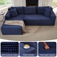 thumbnail image 4 of GNIXUU 103” W Corduroy Boneless Couch, L-Shaped Sectional Sofa with Left Facing Chaise, Comfy Memory Foam Cloud Compression Couches for Living Room Home Office, No Assembly,Blue, 4 of 7