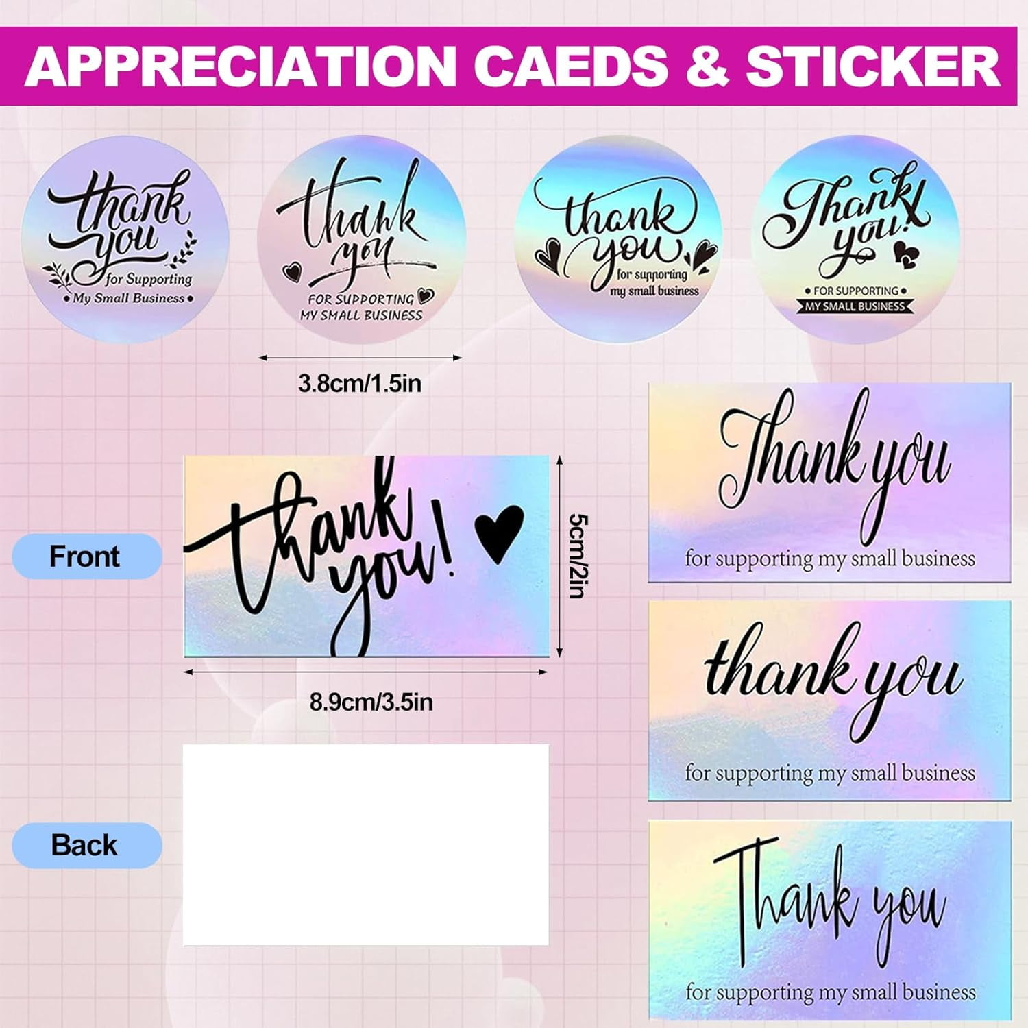 50 Pcs Holographic Bubble Mailers,Metallic Bubble Mailers With Thank You Cards and Stickers,Poly Padded Envelopes,Waterproof Self Sealing Shipping Bags for Mailing,Small Business