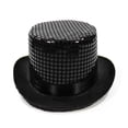 thumbnail image 2 of Sequin Top Hat for Adults - Glittery Stage Magician Jazz Hat, Shiny Carnival Party Prop & Costume Accessory, Vintage Nightclub Performance Headwear Black, 2 of 3