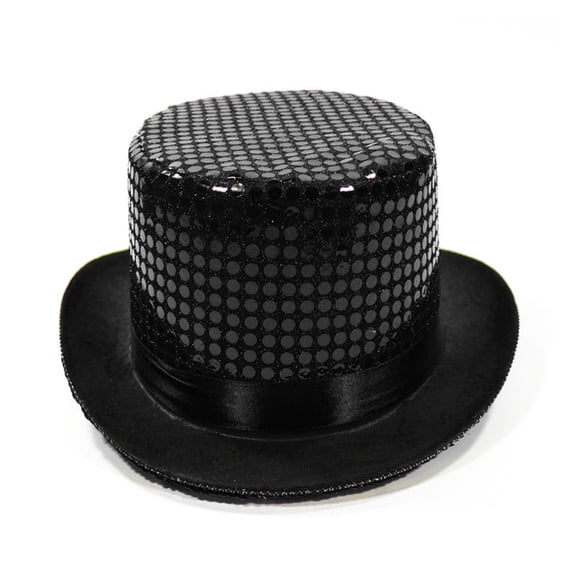 Sequin Top Hats for Women Jazz Fedora Ringmaster & Magician Performed Top Hat Bowler Fashionable Glitter Hats Black One Size