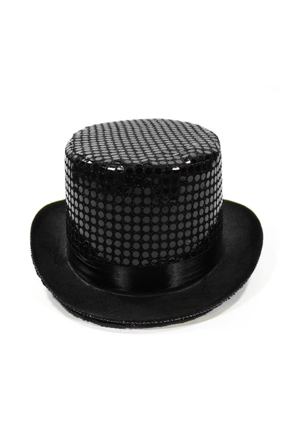 Hat Sequin Sparkly Great for Magic Shows, Cosplay Outfits and Prom Celebrations Black