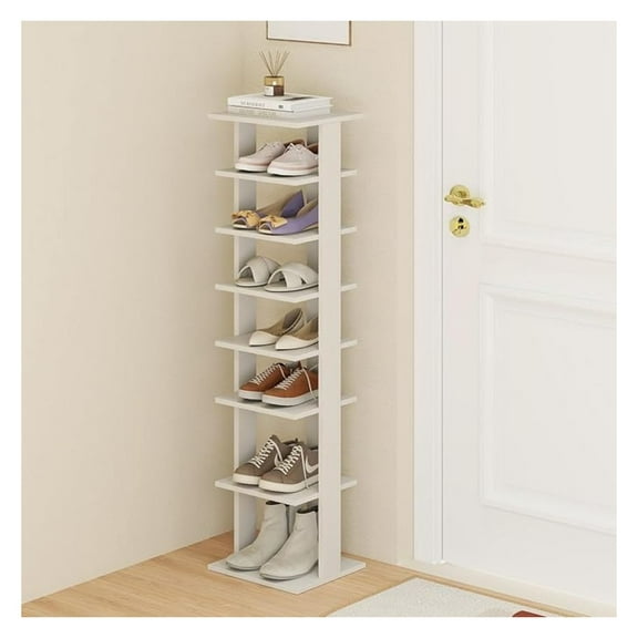 8-Tier Vertical Shoe Rack, Space-Saving Corner Shoe Organizer for 7 Pairs, Narrow Shoe Storage for Entryway, Front Door, or Closet
