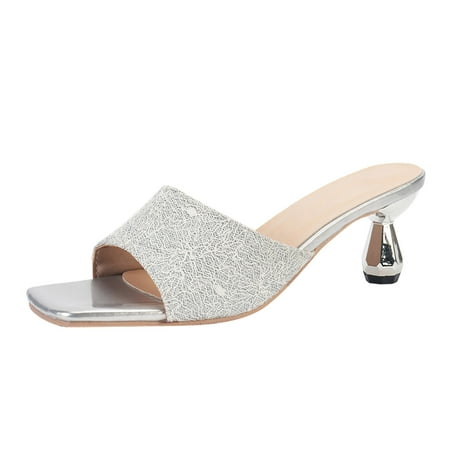 

ASEIDFNSA Mid Heel Wedge Sandals Good Arch Support Sandals for Women Cute Fashion Summer Women Sandals Square Heel And Open Toe Solid Color Simple Design Casual Style