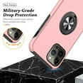 thumbnail image 6 of Shockproof Case for iPhone 15 Pro 6.1'', [Embedded Finger Ring] Military Grade Phone Case Cover with Reinforced Metal Stand Kickstand [Support Magnetic Car Holder] for iPhone 15 Pro, Pink, 6 of 13