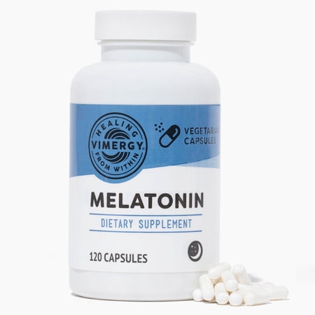 Vimergy Melatonin Capsules  120 Servings Natural Sleep Aid Supplement - Vegan