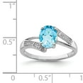 thumbnail image 3 of 925 Sterling Silver Polished Open back Rhodium Light Swiss Blue Topaz and Diamond Ring Size 7 Measures 2mm Wide Jewelry, 3 of 11